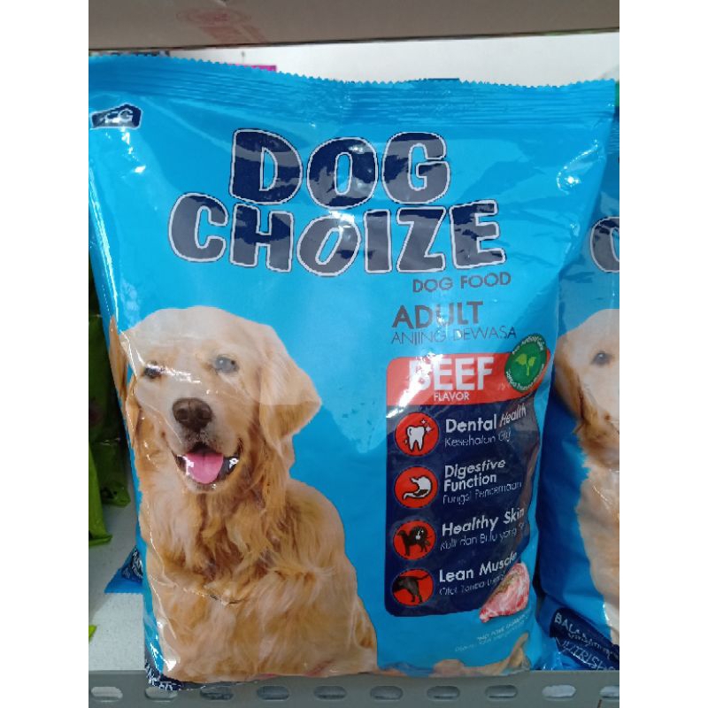 DOG FOOD DOG CHOIZE PAKAN MAKANAN KERING ANJING DEWASA ADULT RASA DAGING SAPI BEEF FLAVOR FLAVOUR KEMASAN PLASTIK BAG KECIL SATUAN 800G PACKING ASLI ORIGINAL