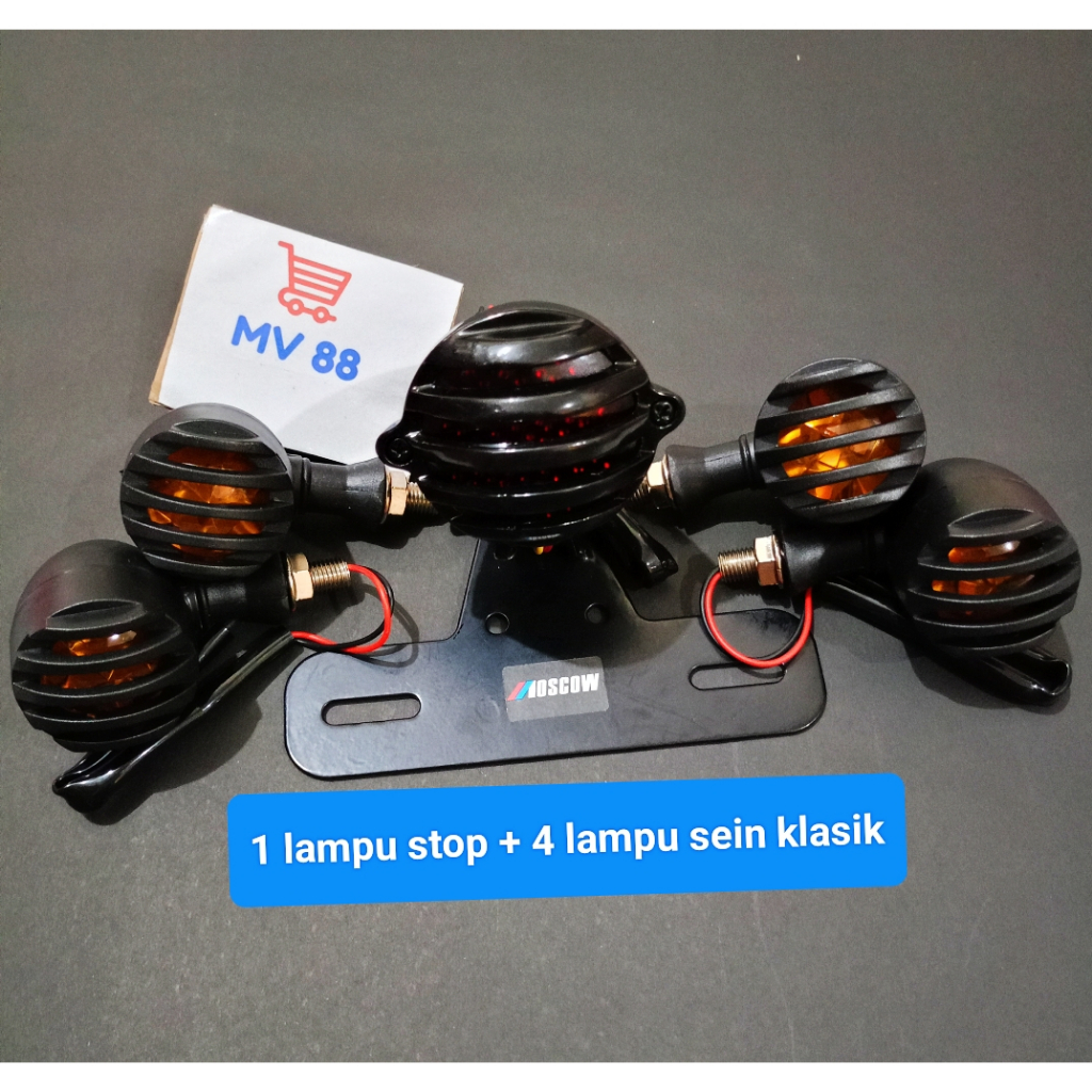 PROMO MV88 Paket Stoplamp Lampu Rem + Sein Teralis Sen Grill Tralis Motor Custom Japstyle