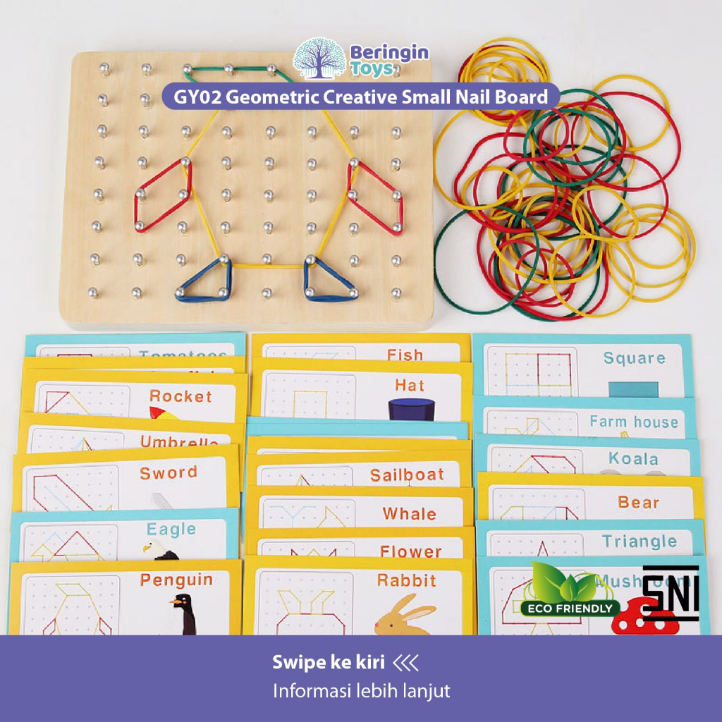 Mainan Edukasi - Geometric Creative Small Nail Board GY02 - Mainan Sticker - Mainan Puzzle Anak