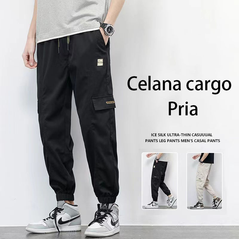 Celana Cargo Pria hitam Celana Panjang Pria Murah Korean Style Celana Joger Kulot Santai Pria Oversize Sweatpants Jogger Unisex Loose Straight Pants