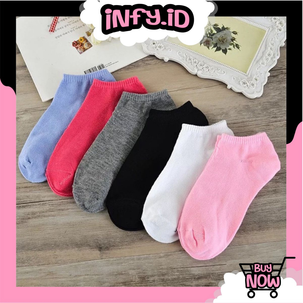 INFY - Kaos Kaki Wanita Polos Kaos Kaki Pendek Semata Kaki Ankle Bahan Spandex Lembut Cute Short R100 DUP