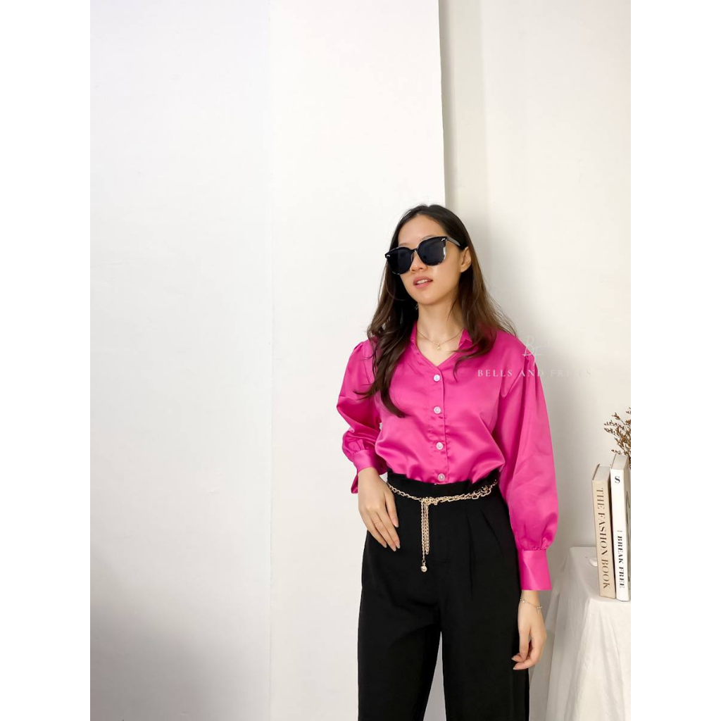 PEVITA Blouse / Puffy Top Satin Crop Casual 0429