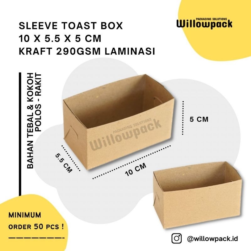 DUS TOAST BOX 10x5.5x5 SLEEVE BOX KRAFT LAMINASI