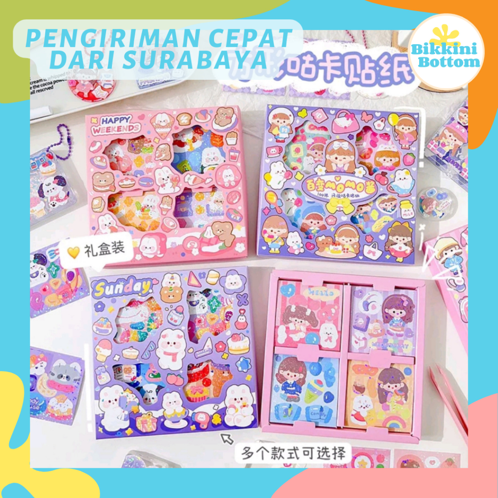 100 Lembar Sticker Momo Gliter New Sticker Momo Lucu