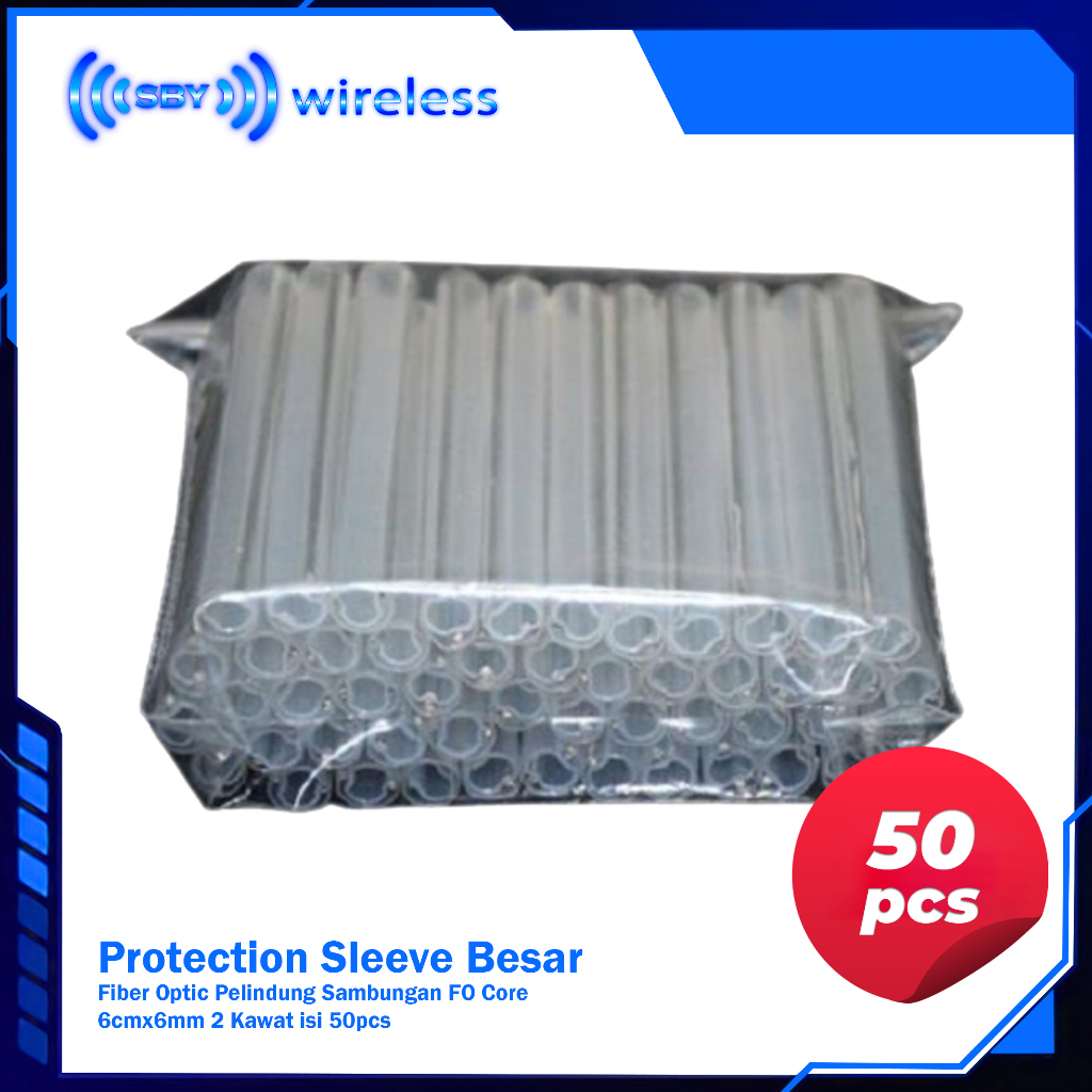 Protection Sleeve Besar Fiber Optic Pelindung Sambungan FO Core 6cmx6mm 2 Kawat isi 50pcs