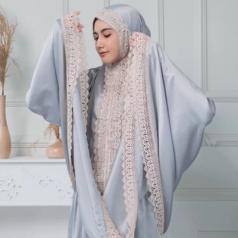 mukena dewasa azalea katun premium jumbo rawdoh renda mewah murah