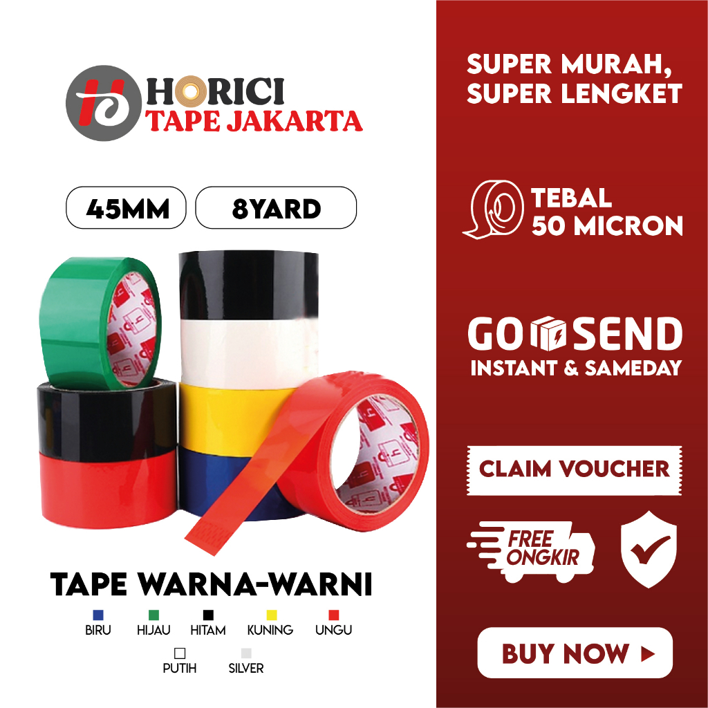 

HORICI CLOTH TAPE 45MMx8Y ISOLASI WARNA WARNI LAKBAN PEREKAT SUPER MURAH /BAHAN TEBAL JILID LINEN