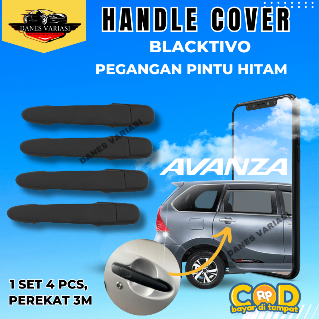 PROMO Cover Handle Pintu Hitam BLACKTIVO ALL NEW AVANZA XENIA Pelindung Handle Cover  Grand All New 