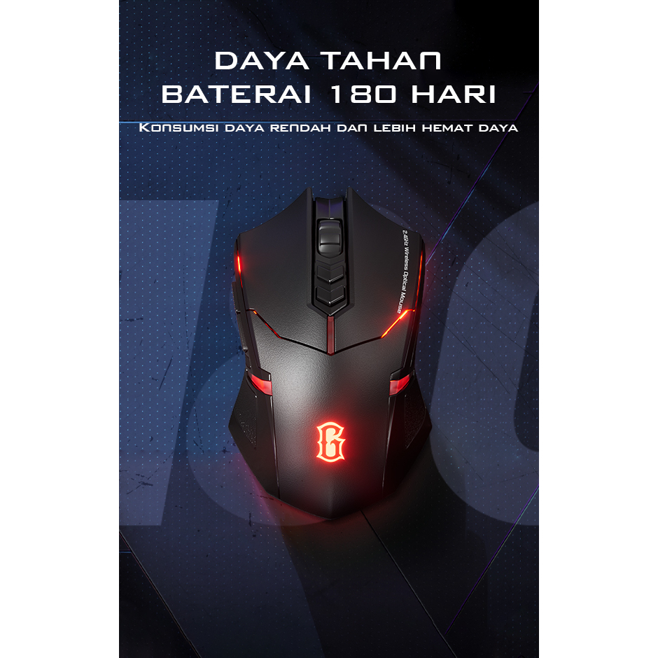 GAMEN Mouse Gaming Wireless GM300W 2400 DPI Black / Mouse USB / Mouse Gaming Tanpa Kabel Presisi Tinggi Original - Garansi 1 tahun