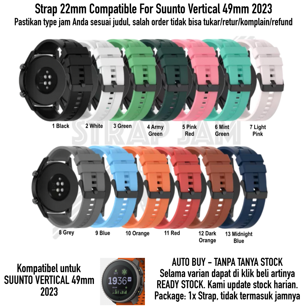 T2E 22mm Strap Suunto Vertical 49mm 2023 - Tali Jam Pria Karet Rubber Quick Release