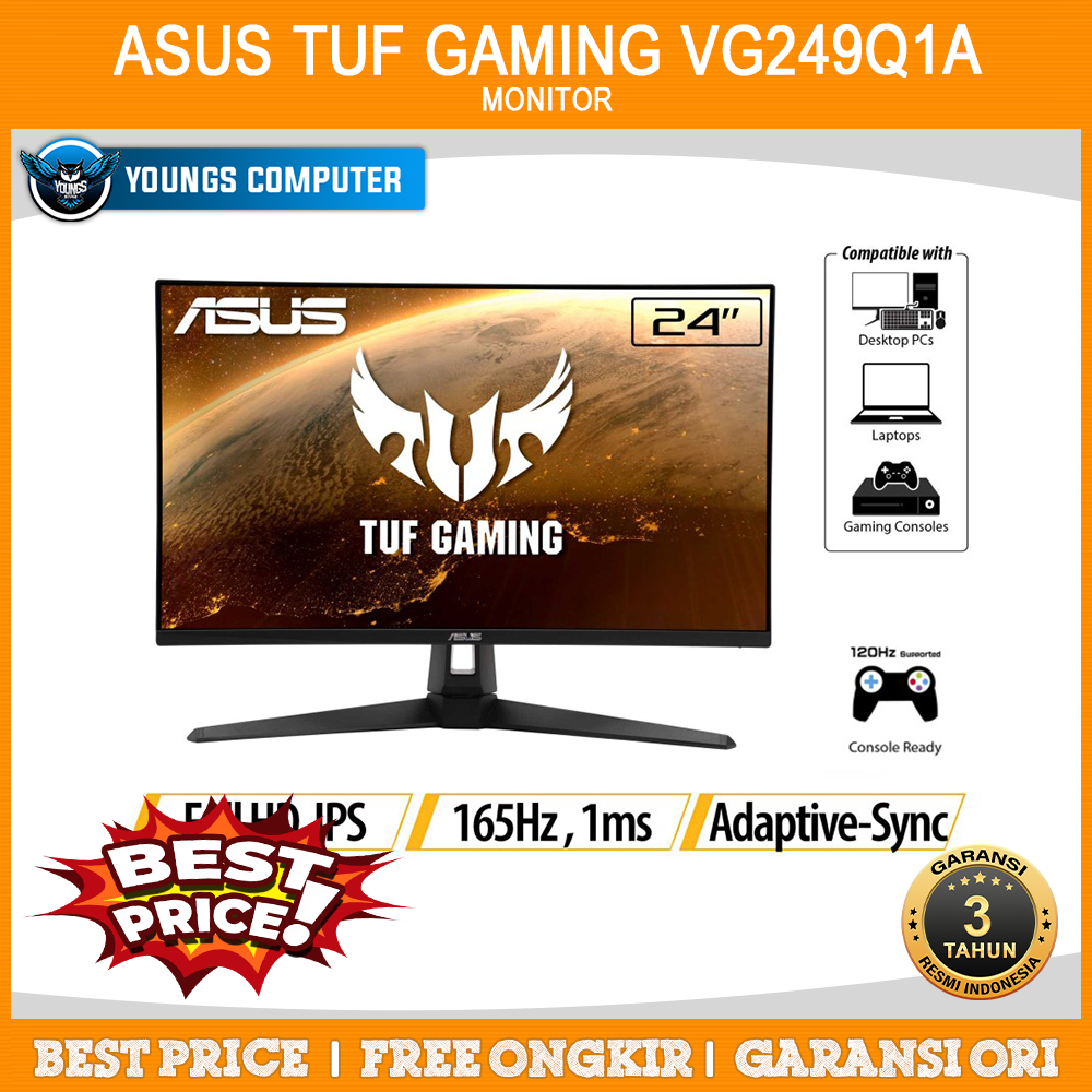 LED ASUS TUF GAMING VG249Q1A 24&quot; IPS 165Hz 1ms FreeSync Monitor Inch