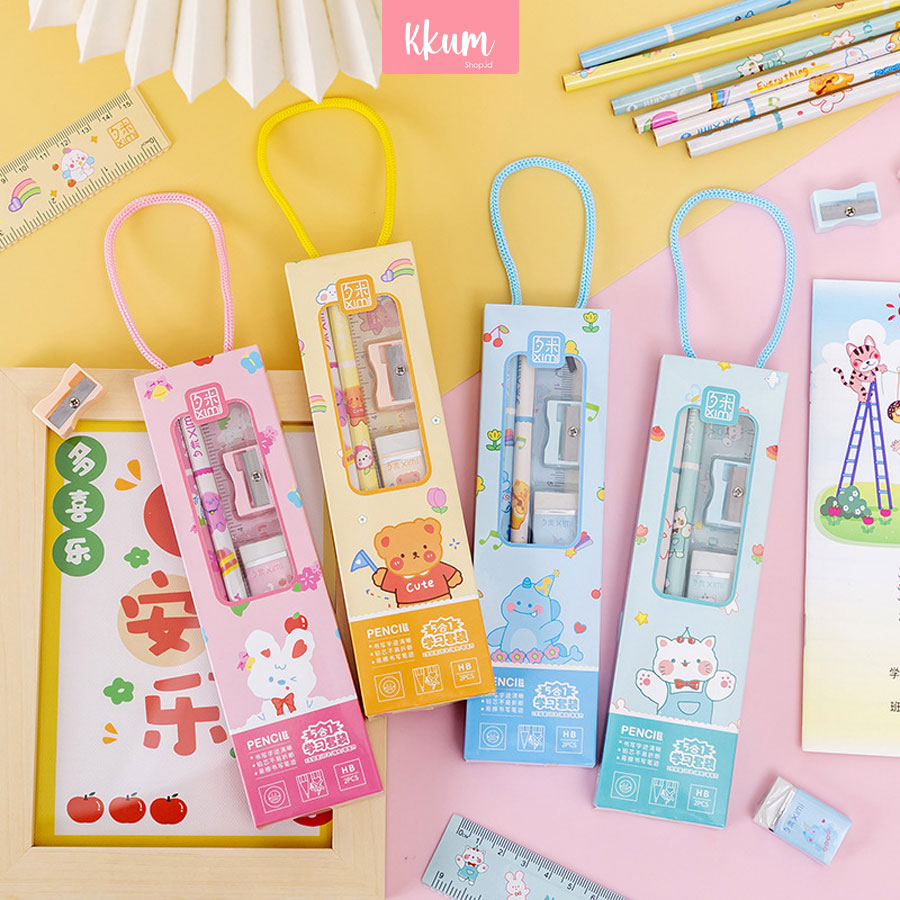 4 in 1 Set stationery souvenir hadiah/ Gift Set paket alat tulis sekolah anak