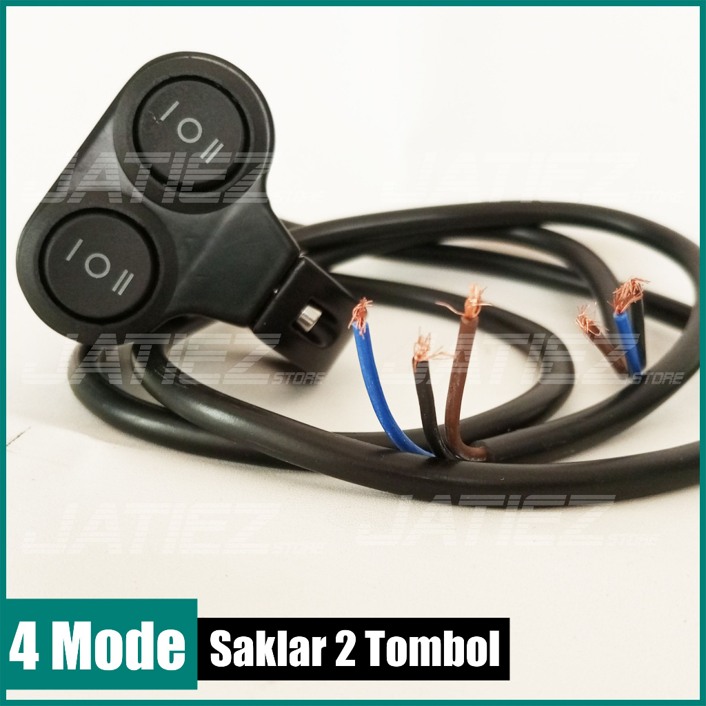 Saklar Lampu On Off On 4 Fungsi Stang Motor Universal Waterproof IP65 - 2 Tombol 4 Mode