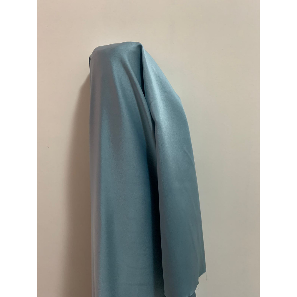 Kain Satin Maxmara Original Bahan Bridesmaid Gamis Dress Halus Lembut Warna Soft Denim Blue