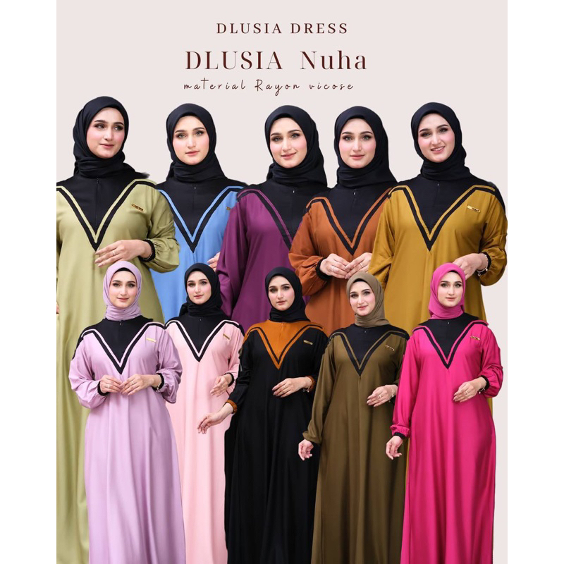 Daster Arab Dlusia NUHA Maxi Dress Premium Gamis Twill