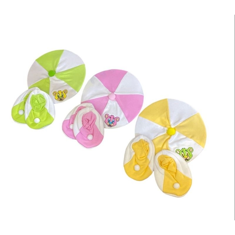 TOPI BABY HIKARI SET BOOTIES BORDIR