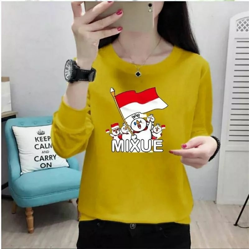 Baju Lengan Panjang Wanita MIXUE EDISI MERDEKA kaos Distro Keren/ kaos Terbaru dan Trendy