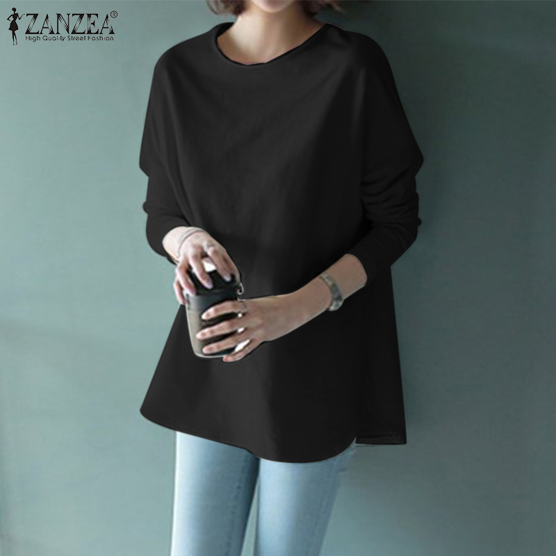 ZANZEA Women Long Sleeve Solid Color O-Neck Loose Casual Blouse