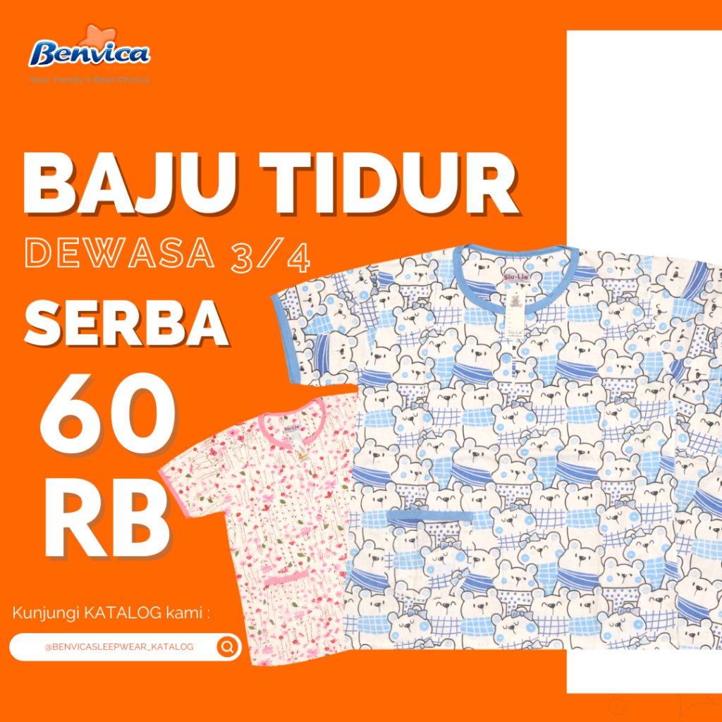 BAJU TIDUR SETELAN KAOS 3/4 SIULIE BANYAK MOTIF ALL SIZE