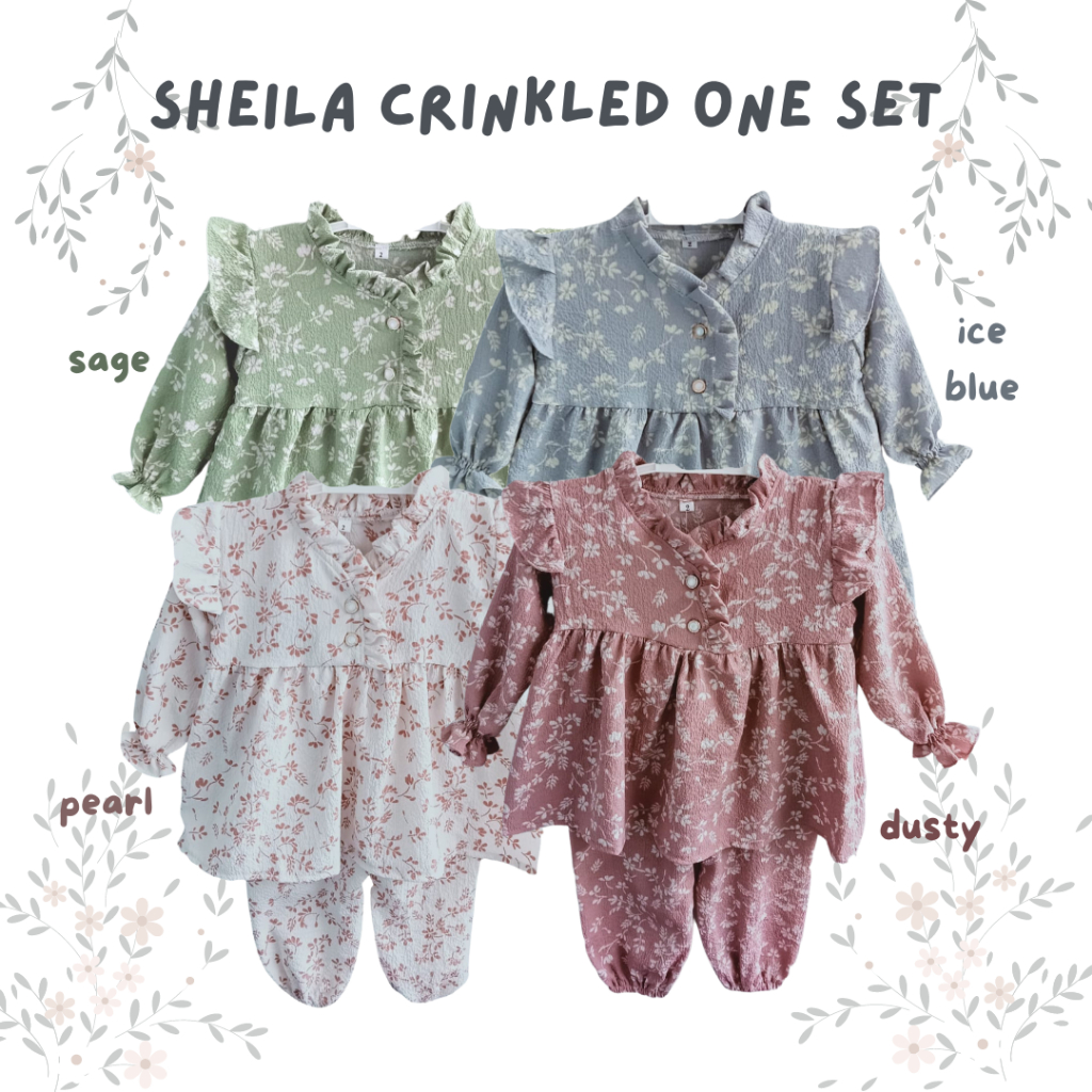 setelan anak one set balita baju bayi perempuan 1 2 3 tahun setelan rayon anak tunik set anak balita cewek SHEILA one set