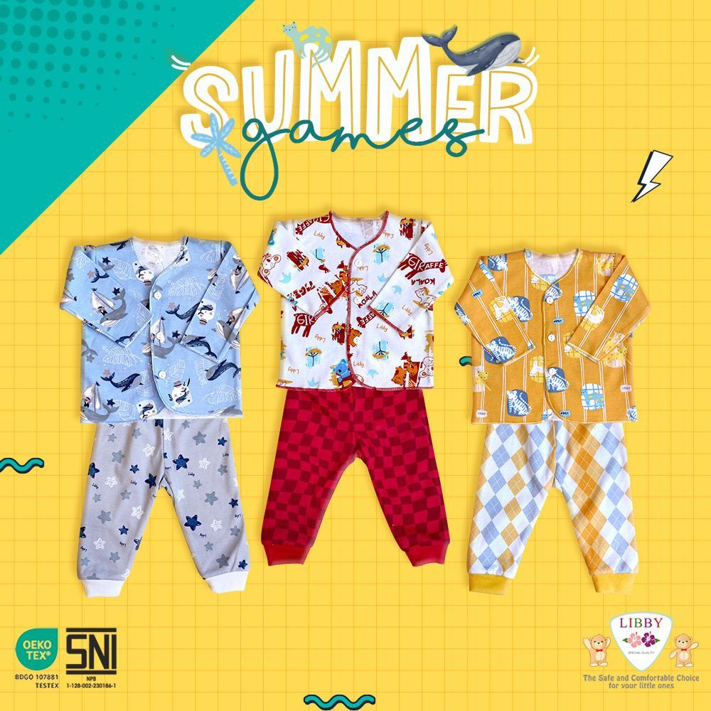 Libby Baby Setelan Panjang motif  BEN VOYAGE/BABY COLLECTION/SUMMER GAMES 3-6 bulan - Libby baju bayi Hello Sunshine - THE ENCHANTED WILD