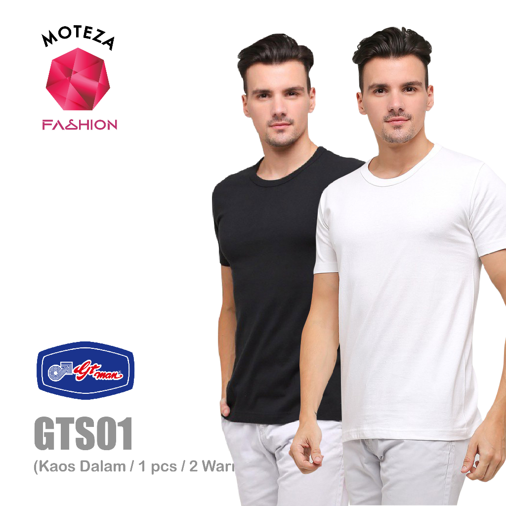 GT Man GTS01 GTMan GTS 01 - Kaos Dalam Oblong Pria T-Shirt - Round Neck O Neck - Putih / Hitam