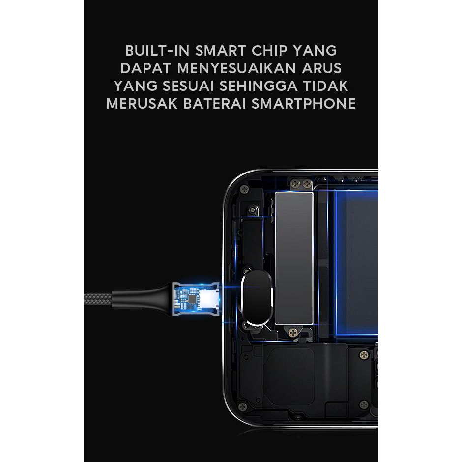 Vivan Kable Data Halo Micro USB/Type-C/Lightning 3A Quick Charge LED 100CM VDC100 Garansi Resmi 1 Tahun