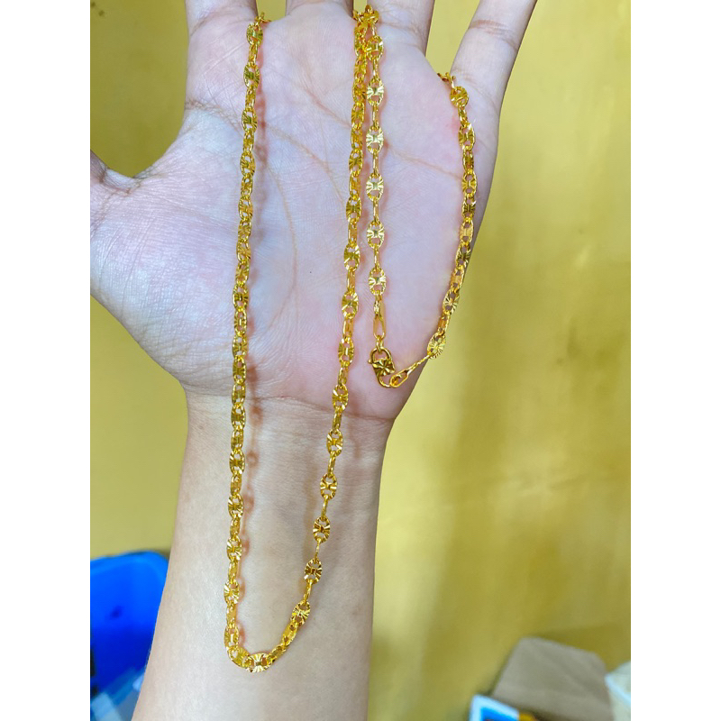 Kalung Pecah kopi 2 suku 60 cm / Lapis emas 24k