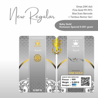BABY GOLD REGULER 0.001 GRAM SOUVENIR EMAS LOGAM MULIA 24 BABY GRAM KEMASAN PVC EMAS 24KARAT