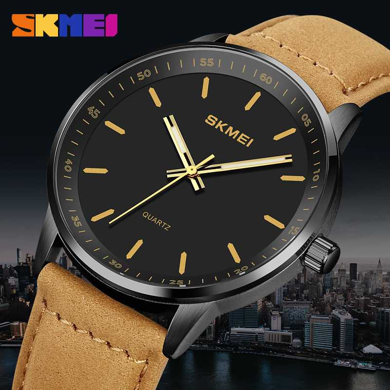 Jam Tangan Analog Pria Waterproof Quartz Desain Dial Elegan Material Kaca Keras Anti Air Berkualitas