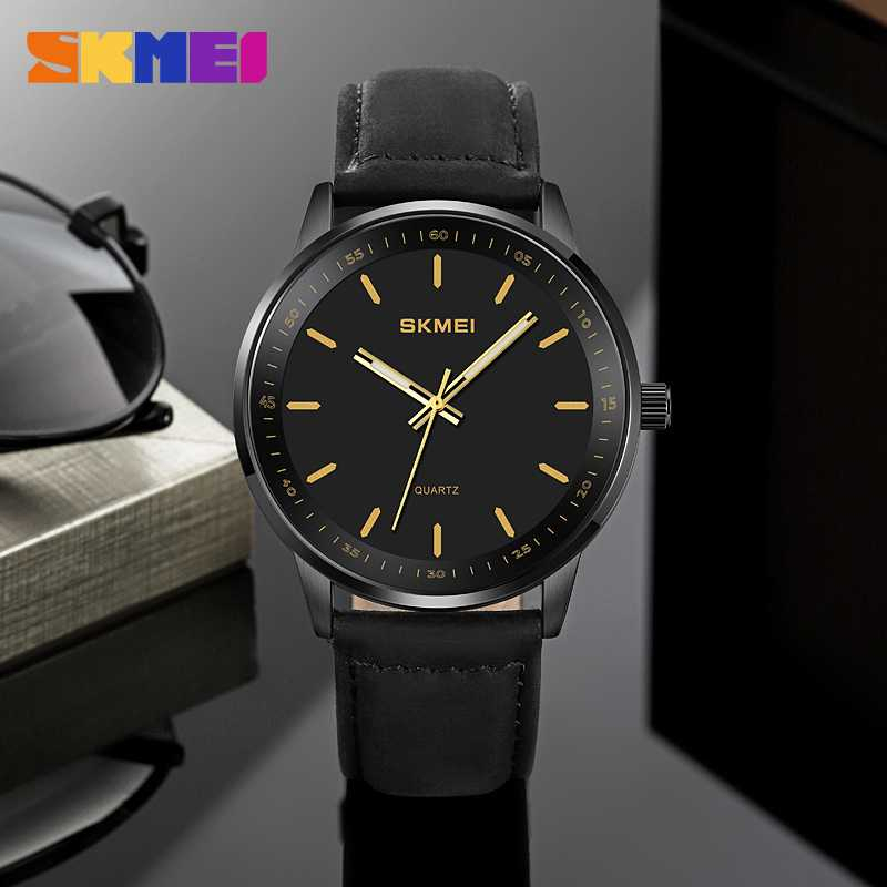 Jam Tangan Analog Pria Waterproof Quartz Desain Dial Elegan Material Kaca Keras Anti Air Berkualitas