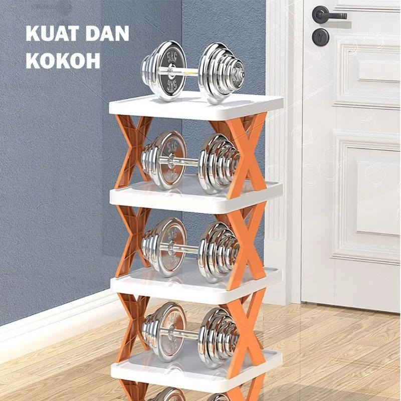 US390 Rak Sepatu 4 Susun Plastik Tempat Sepatu Rak Serbaguna By Toko Haji Usman