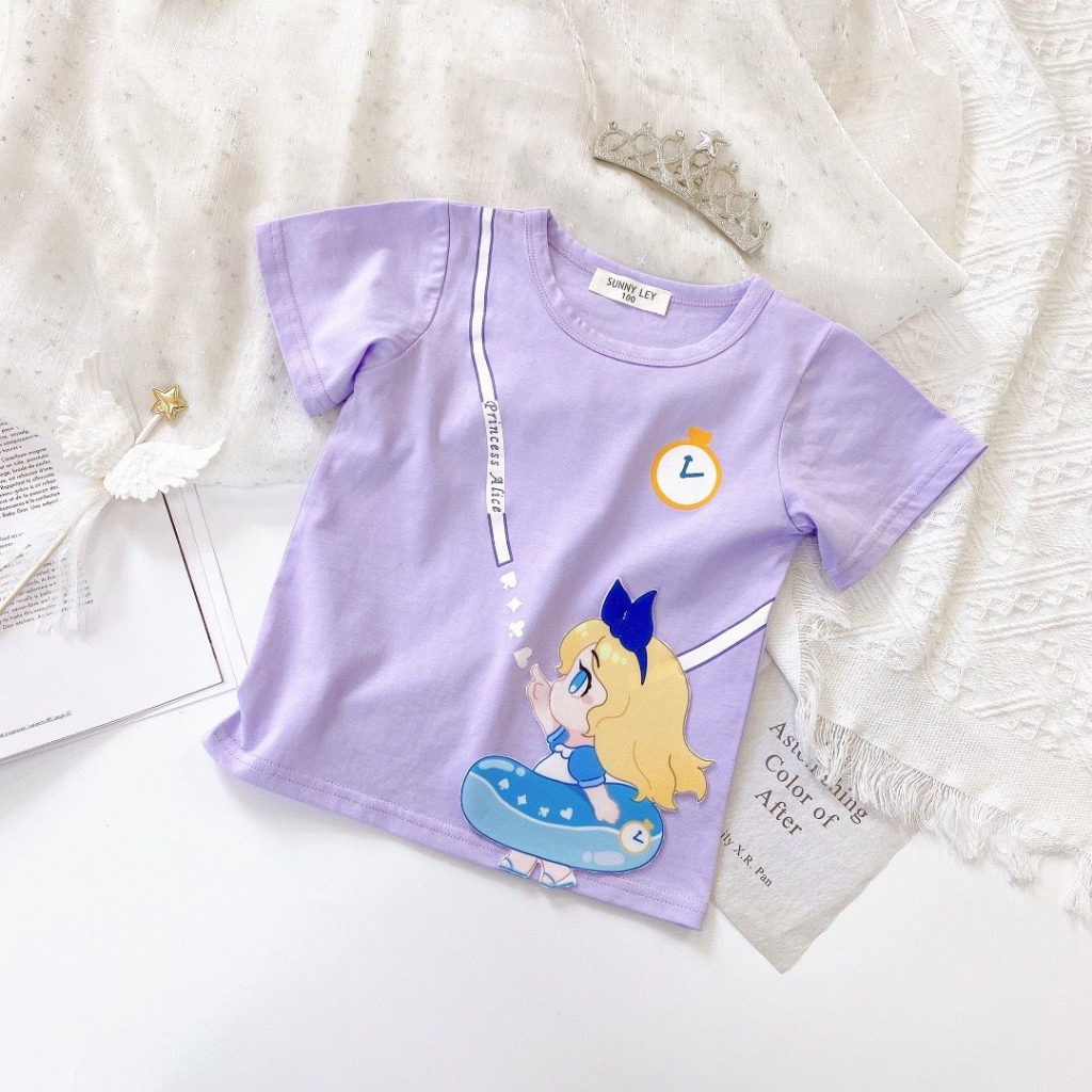 Kaos Anak Perempuan Lengan Pendek Motif Princess 3D Sling Fashion Import