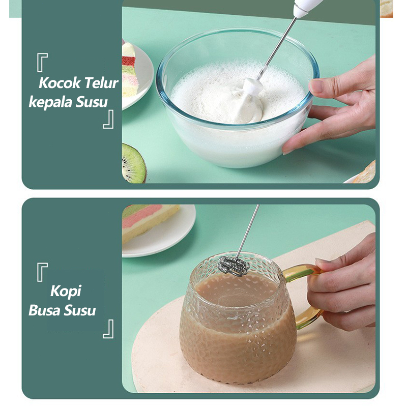 Hand Mixer Mini Alat Kocok Telur Elektrik Pengaduk Kopi Elektrik Electric Mixer Portable USB Rechargeable