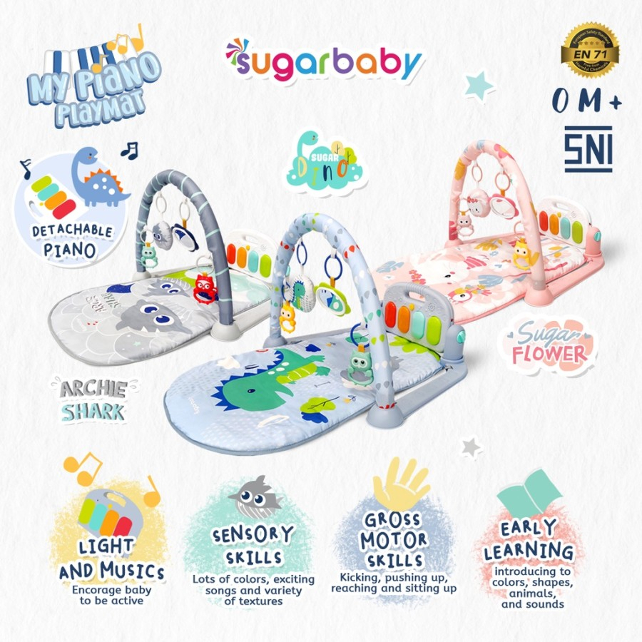 Sugar Baby Day &amp; Nite Piano Playmat / My Piano Playmat Baby Gym Music