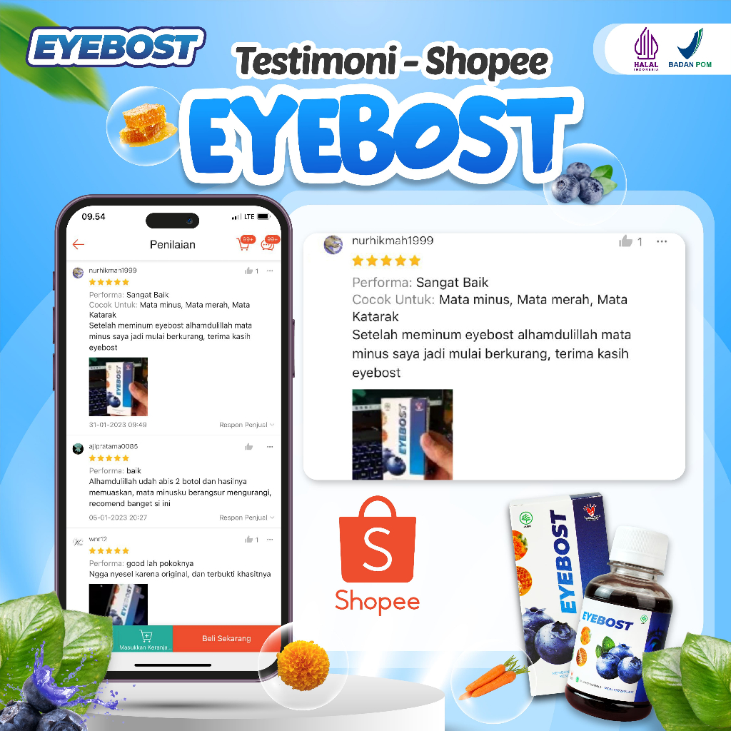 EYEBOST Paket Bebas Mata Katarak - Madu Herbal Suplemen Vitamin Mata Minus Solusi Ampuh Atasi Masalah Mata Perih Mata Lelah Mata Merah Pusing Mengurangi Mata Minus Vitamin Mata Suplemen Mata Cegah Glaukoma Asli Original Termurah Terlaris Terampuh