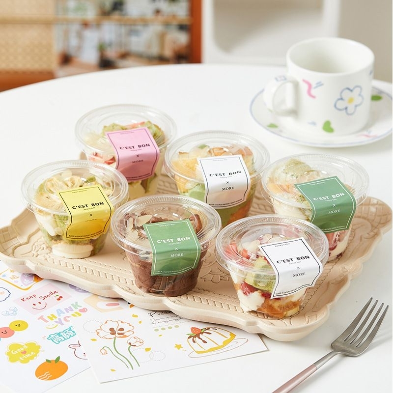 5pcs KOREAN DESSERT CUP +TUTUP BERBAGAI BENTUK DAN UKURAN /DESSERT BOX/ Cup SALAD