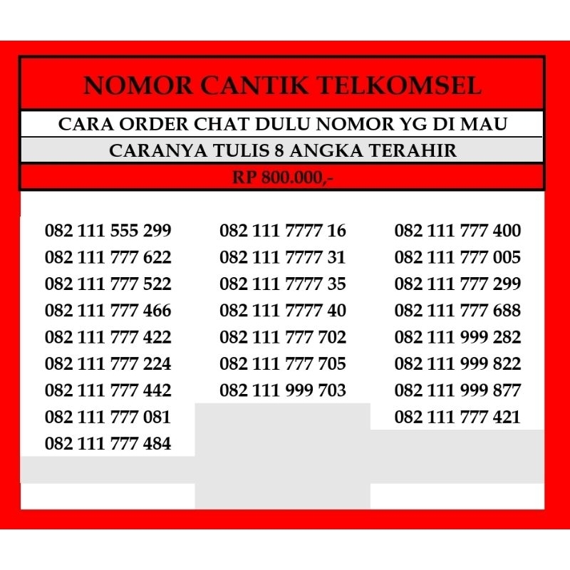 Kartu Perdana TelkomseL Nomor Cantik Simpati 4G LTE Prabayar