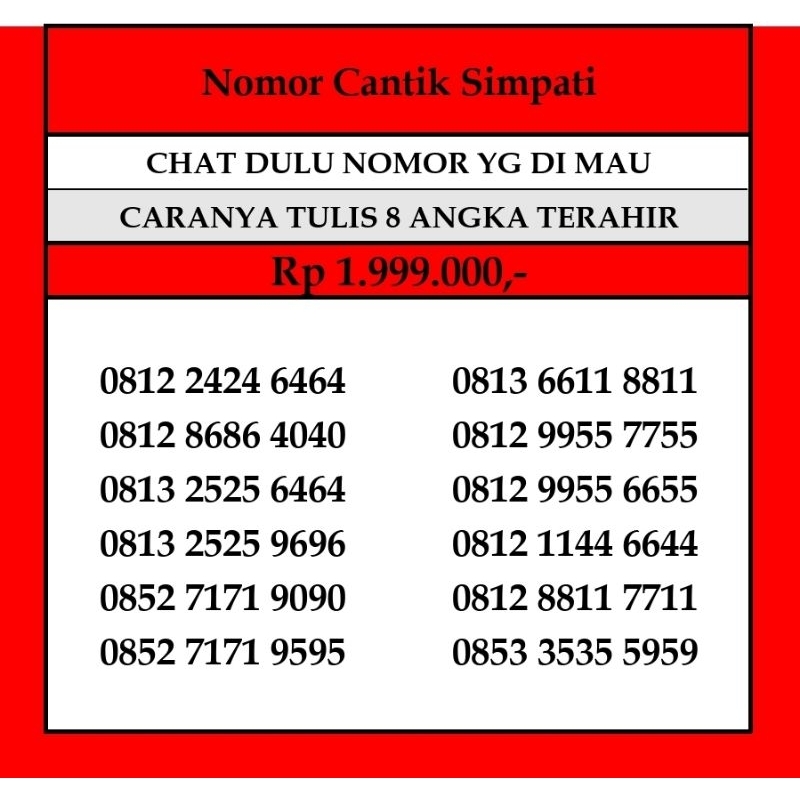 Kartu Perdana TelkomseL Nomor Cantik Simpati 4G LTE Prabayar