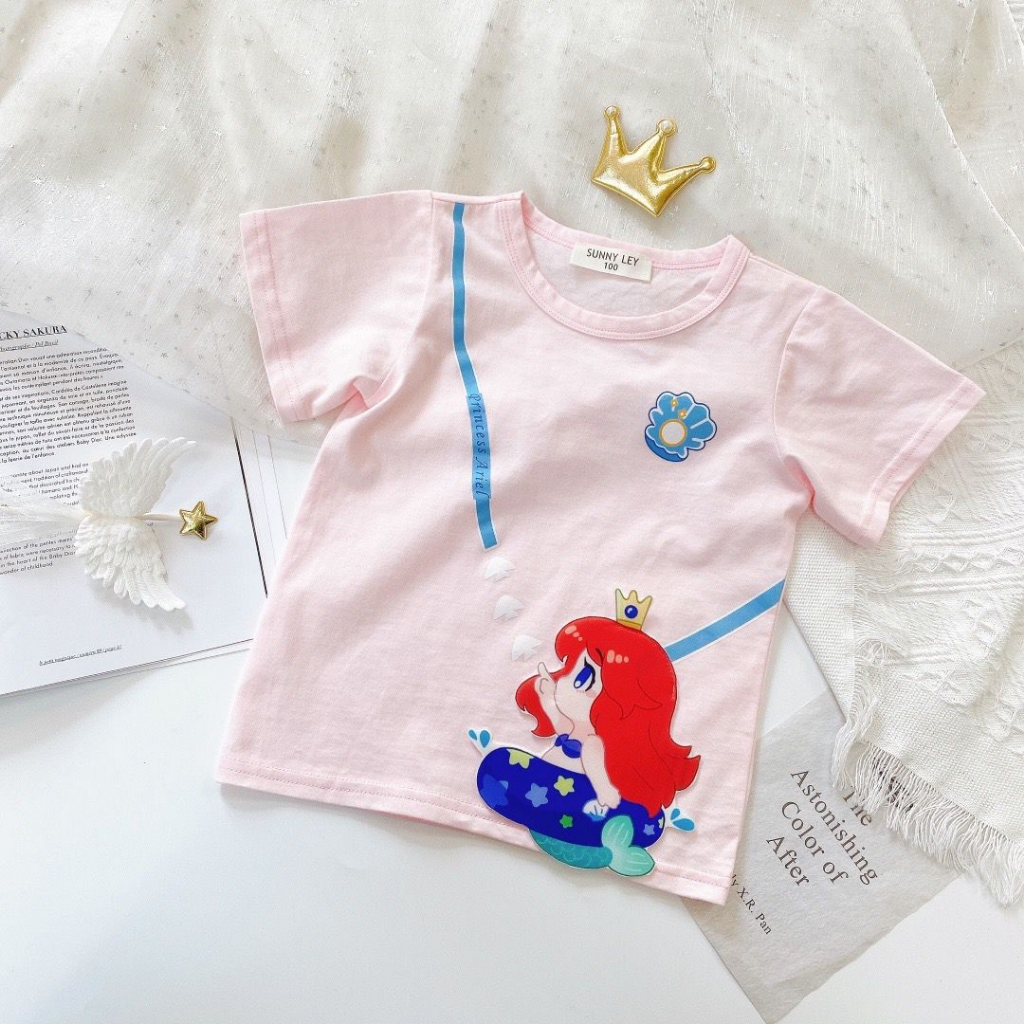 Kaos Anak Perempuan Lengan Pendek Motif Princess 3D Sling Fashion Import