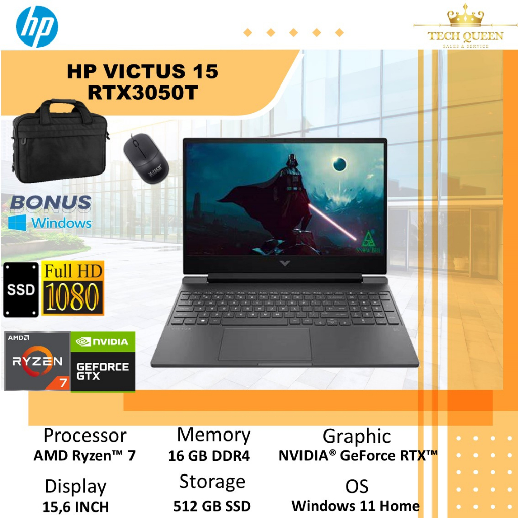 HP VICTUS 15 RTX3050TI 4GB/ RYZEN 7 5800 16GB 512SSD W11 15.6FHD