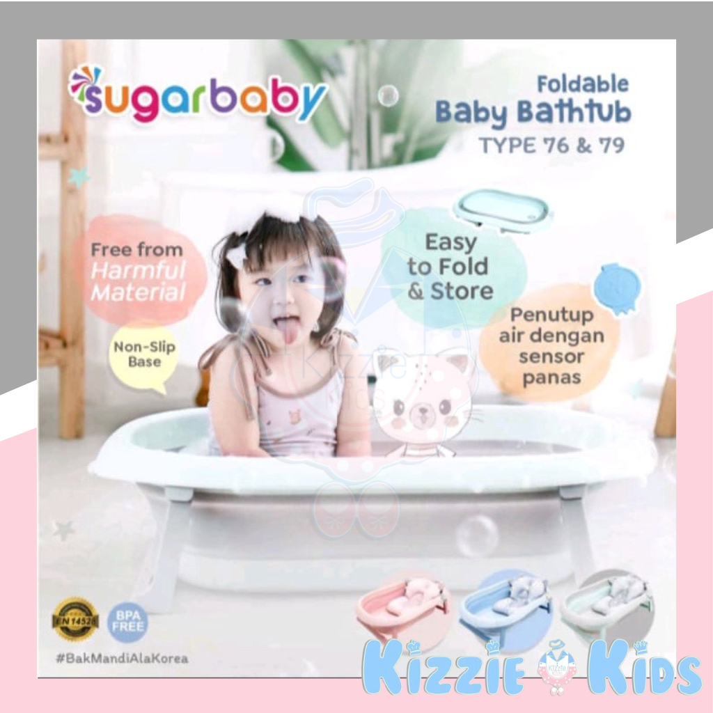 Sugar Baby foldable baby bathtub dengan sensor panas F76&amp;F79&amp;XL&amp;F82 / Bak Mandi Bayi Lipat dengan sensor panas/Bak Bayi