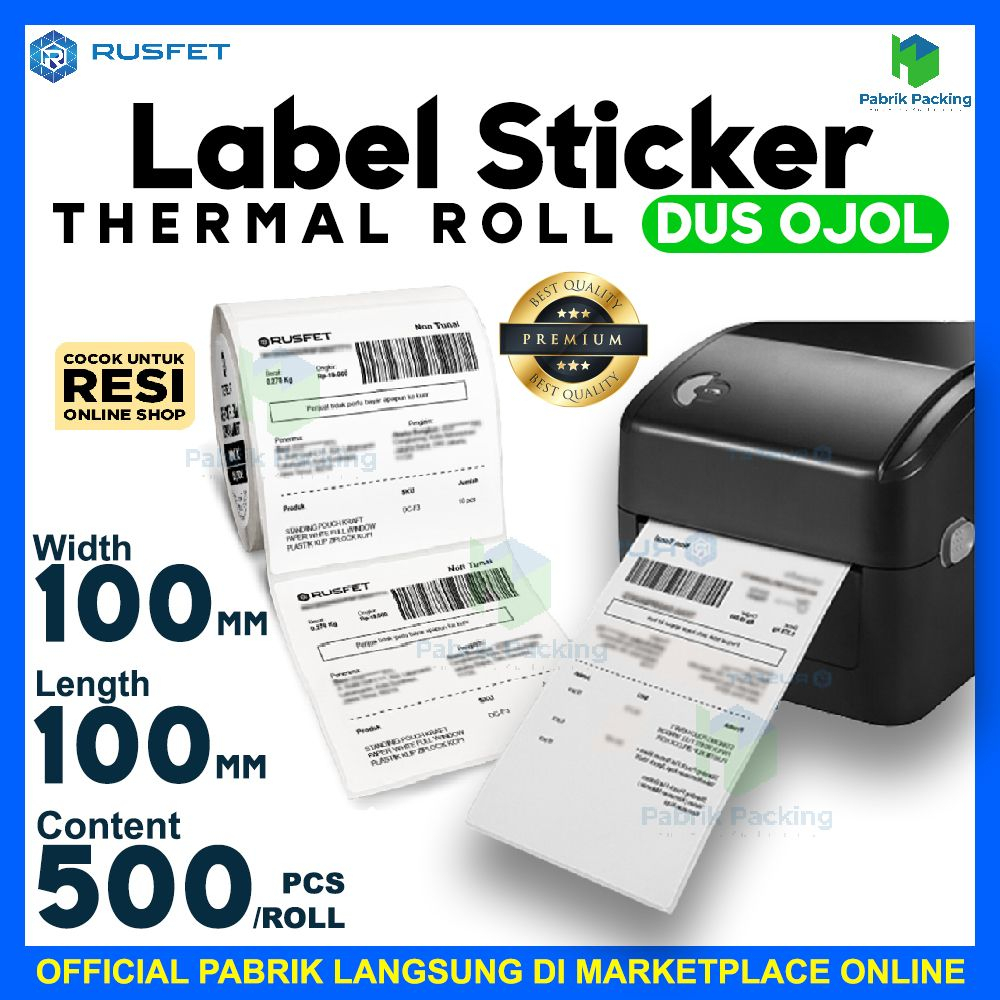 

Label roll thermal stiker rusfet A6 500pcs dus ojol resi online