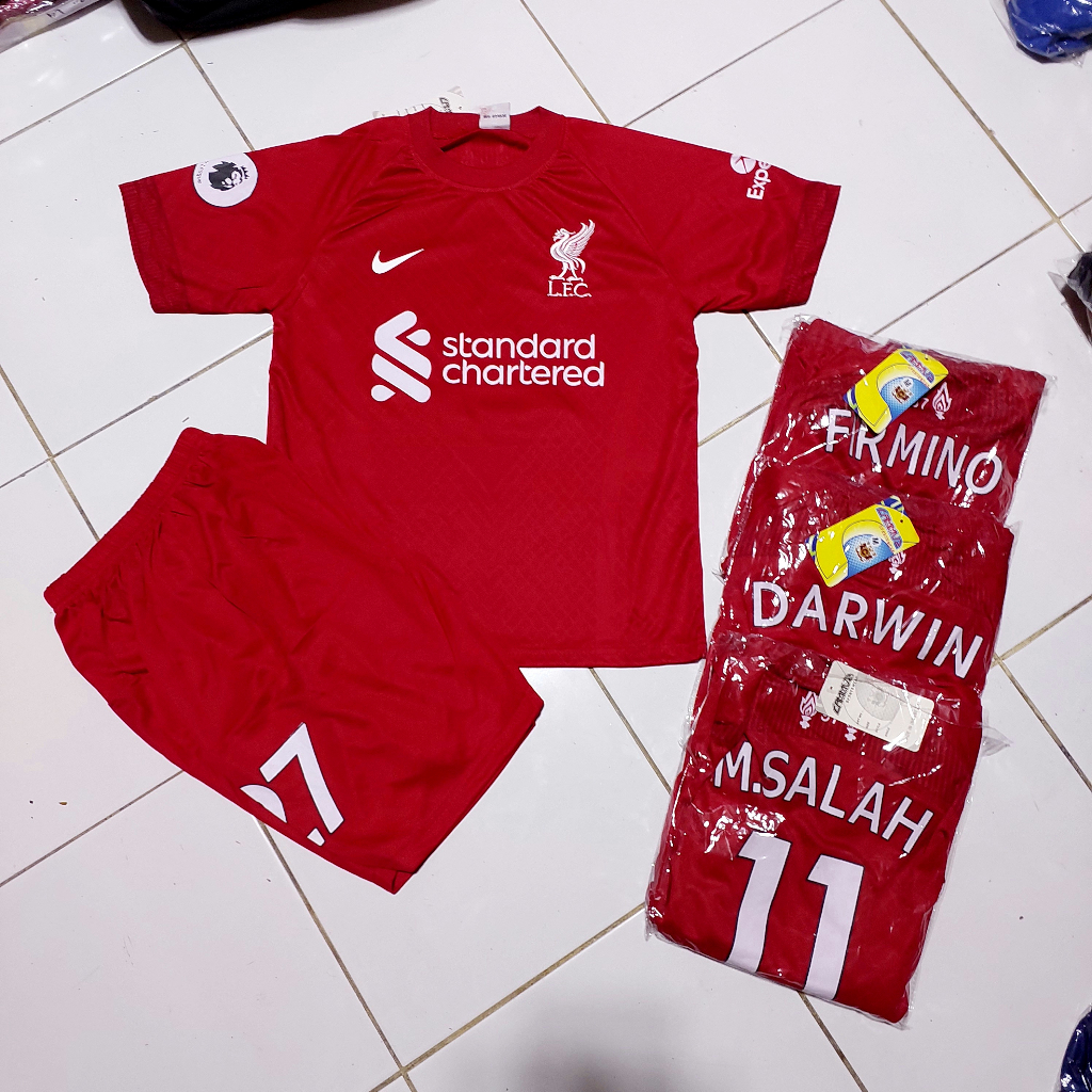 Jersey baju bola anak liverpool/baju bola liverpool mura/setelan baju bola anak usia 7-12 th