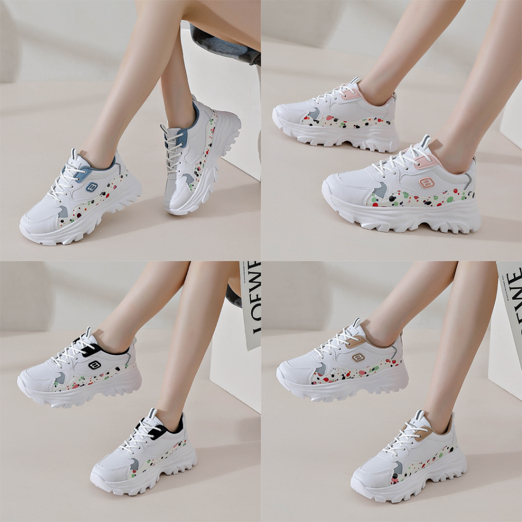 FREE KOTAK SEPATU !!! SALE!!! SEPATU SPORT MOTIF WANITA IMPORT KOREA KEKINIAN - 2303