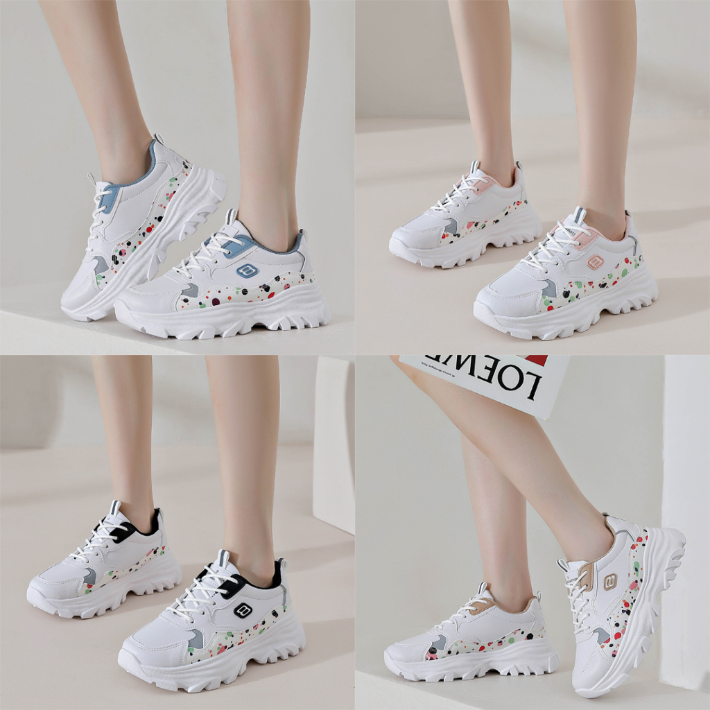 FREE KOTAK SEPATU !!! SALE!!! SEPATU SPORT MOTIF WANITA IMPORT KOREA KEKINIAN - 2303