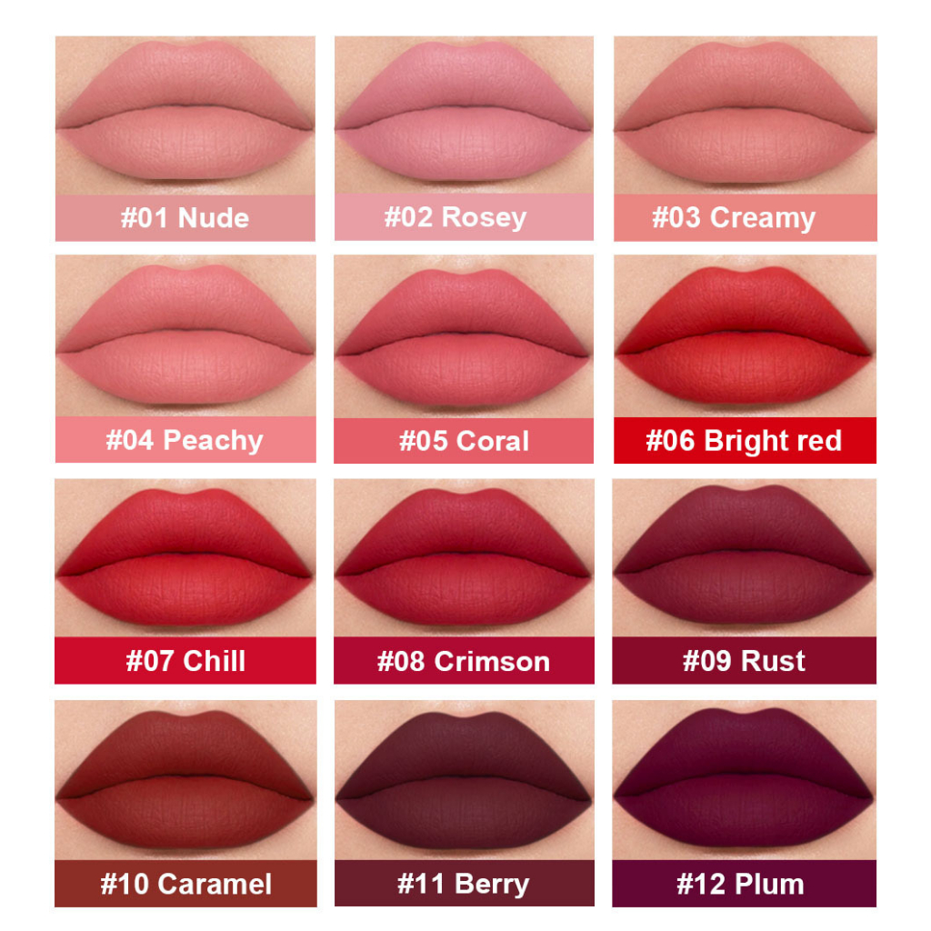 Amy's Diary Lip Cream Matte Colour Lips Nude and Bold Series 12 Warna