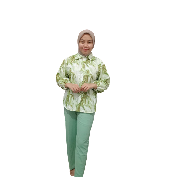 RILLO - One Set Marble / Setelan Kemeja &amp; Celana Wanita Kekinian