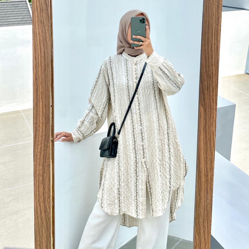 Long Tunik Motif Square Crinkle LD 120 Oversize