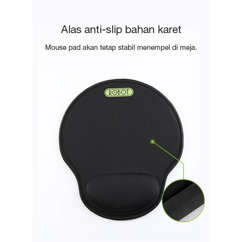 Robot RP02 with Ergonomic Wrist Rest Mousepad PC / Laptop Black
